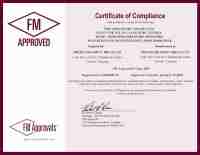 FM certificate of compliance for fire sprinklers