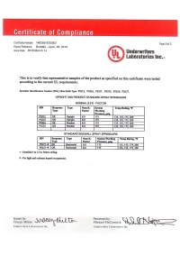 UL certificate of compliance for fire sprinklers